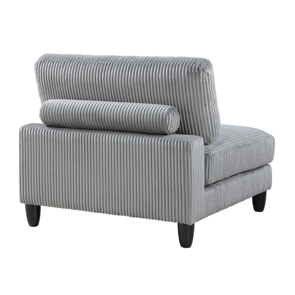 English Elm 5pc Modular Sectional Sofa Set in Corduroy Upholstery with Ottoman & Accent Pillows, Modern Luxe Gray 40 L x 40 W x 13.5 H B011S01560