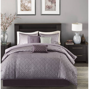 JLA Home Madison Park - 7 Piece Jaquard Comforter Set - Madison Park Biloxi Ombre Polyester Jacquard with Shimmering Texture, 7-piece luxury bedding ensemble for modern glam bedrooms MP10-921