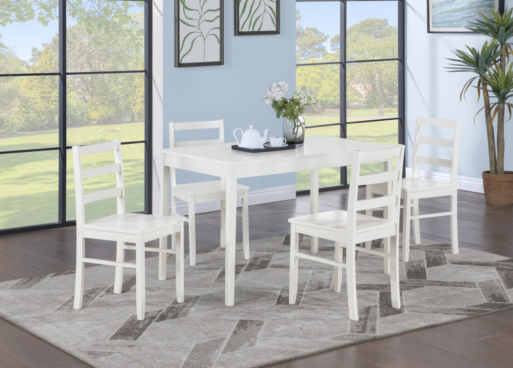 English Elm Lavina Compact White Rectangular Dining Set with Ladder Back Chairs for Four B2749P413188