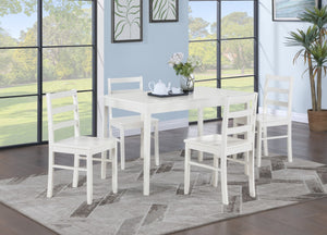 English Elm Lavina Compact White Rectangular Dining Set with Ladder Back Chairs for Four B2749P413188