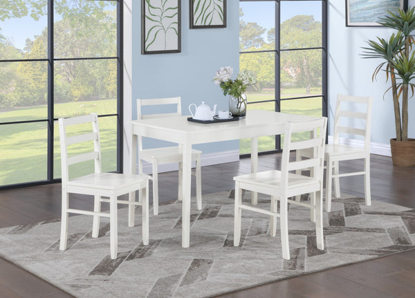 English Elm Lavina Compact White Rectangular Dining Set with Ladder Back Chairs for Four B2749P413188
