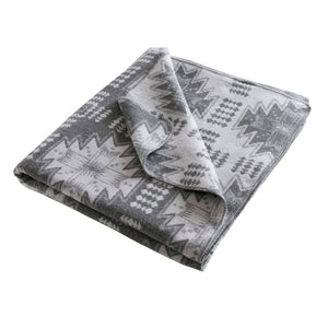 English Elm 1-piece King Jacquard Cotton Blend Blanket Aztec Woven Soft Breathable Bedroom Layer Grey B035P437489