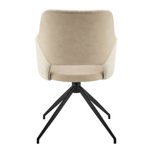 EuroStyle Darcie Swivel Accent Armchair Upholstered Fabric Seat with Steel Base for Modern Spaces Ivory 30391-IVRY