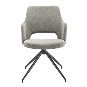 EuroStyle Darcie Swivel Accent Armchair Upholstered Fabric Seat with Steel Base for Modern Spaces Light Charcoal 30391-LTGRY