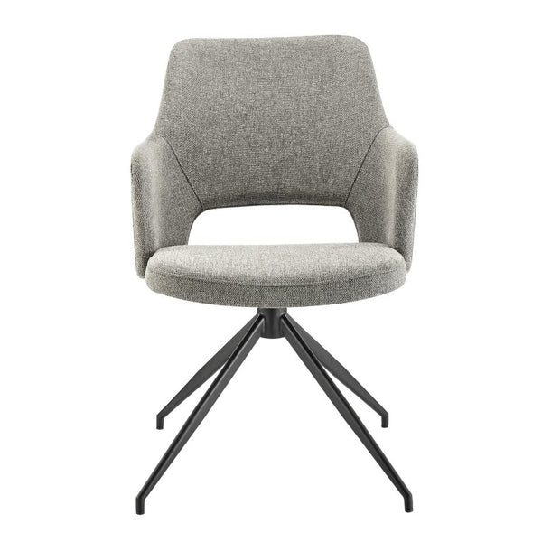 EuroStyle Darcie Swivel Accent Armchair Upholstered Fabric Seat with Steel Base for Modern Spaces Light Charcoal 30391-LTGRY