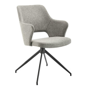 EuroStyle Darcie Swivel Accent Armchair Upholstered Fabric Seat with Steel Base for Modern Spaces Light Charcoal 30391-LTGRY