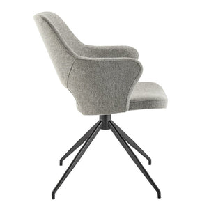 EuroStyle Darcie Swivel Accent Armchair Upholstered Fabric Seat with Steel Base for Modern Spaces Light Charcoal 30391-LTGRY