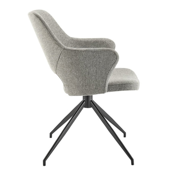 EuroStyle Darcie Swivel Accent Armchair Upholstered Fabric Seat with Steel Base for Modern Spaces Light Charcoal 30391-LTGRY