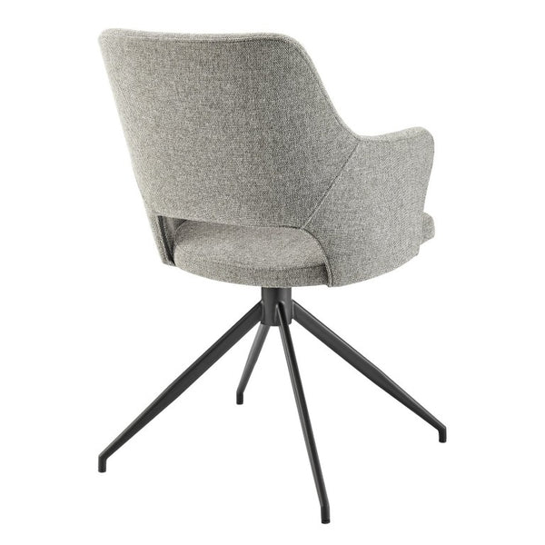 EuroStyle Darcie Swivel Accent Armchair Upholstered Fabric Seat with Steel Base for Modern Spaces Light Charcoal 30391-LTGRY