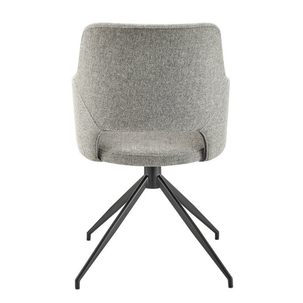 EuroStyle Darcie Swivel Accent Armchair Upholstered Fabric Seat with Steel Base for Modern Spaces Light Charcoal 30391-LTGRY