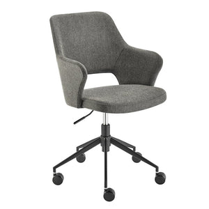 EuroStyle Darcie Two-Tone Upholstered Swivel Office Chair with Leatherette Seat and Steel Base Dark Charcoal 30394-CHAR