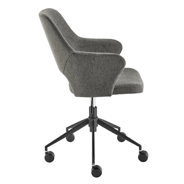EuroStyle Darcie Two-Tone Upholstered Swivel Office Chair with Leatherette Seat and Steel Base Dark Charcoal 30394-CHAR