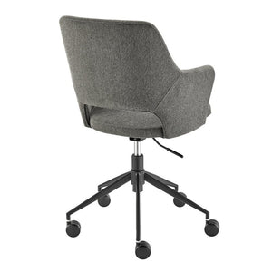 EuroStyle Darcie Two-Tone Upholstered Swivel Office Chair with Leatherette Seat and Steel Base Dark Charcoal 30394-CHAR