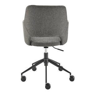 EuroStyle Darcie Two-Tone Upholstered Swivel Office Chair with Leatherette Seat and Steel Base Dark Charcoal 30394-CHAR