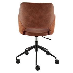 EuroStyle Darcie Two-Tone Upholstered Swivel Office Chair with Leatherette Seat and Steel Base Brown/Orange 30394-DKBRN