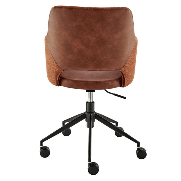 EuroStyle Darcie Two-Tone Upholstered Swivel Office Chair with Leatherette Seat and Steel Base Brown/Orange 30394-DKBRN