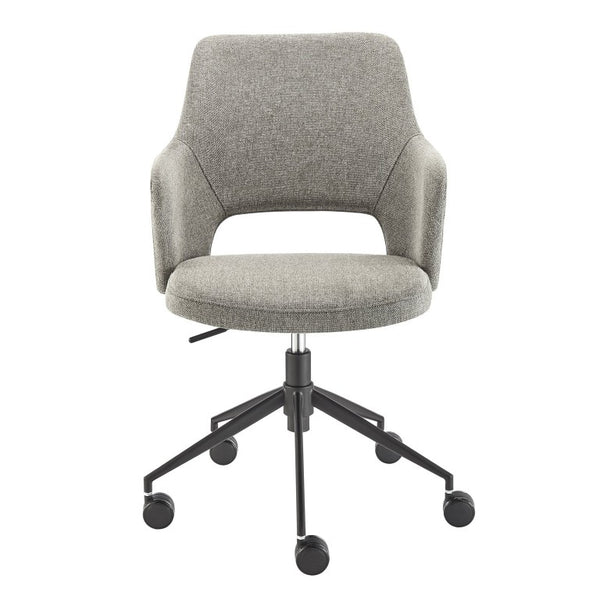 EuroStyle Darcie Two-Tone Upholstered Swivel Office Chair with Leatherette Seat and Steel Base Light Charcoal 30394-LTGRY