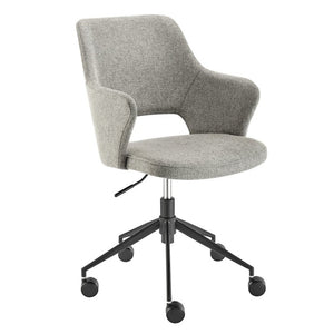 EuroStyle Darcie Two-Tone Upholstered Swivel Office Chair with Leatherette Seat and Steel Base Light Charcoal 30394-LTGRY