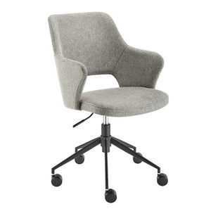 EuroStyle Darcie Two-Tone Upholstered Swivel Office Chair with Leatherette Seat and Steel Base Light Charcoal 30394-LTGRY