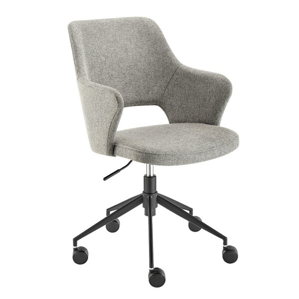 EuroStyle Darcie Two-Tone Upholstered Swivel Office Chair with Leatherette Seat and Steel Base Light Charcoal 30394-LTGRY
