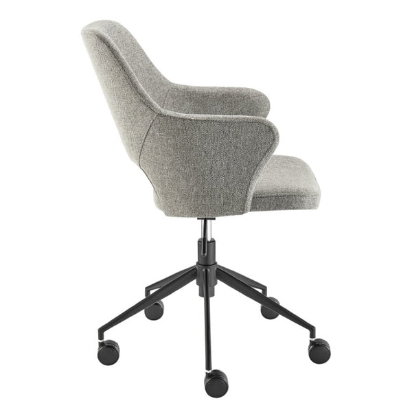 EuroStyle Darcie Two-Tone Upholstered Swivel Office Chair with Leatherette Seat and Steel Base Light Charcoal 30394-LTGRY