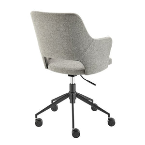 EuroStyle Darcie Two-Tone Upholstered Swivel Office Chair with Leatherette Seat and Steel Base Light Charcoal 30394-LTGRY