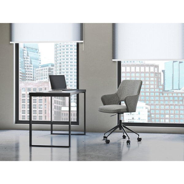 EuroStyle Darcie Two-Tone Upholstered Swivel Office Chair with Leatherette Seat and Steel Base Light Charcoal 30394-LTGRY