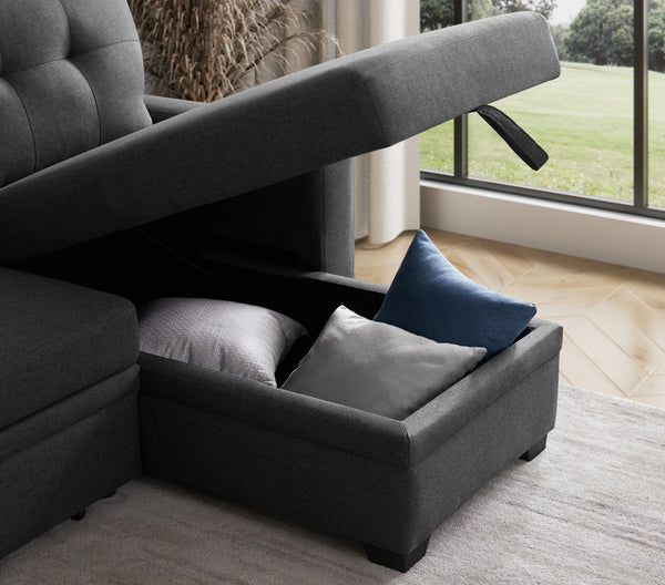 English Elm Replacement Upholstered Sectional with Storage Chaise and Convertible Twin Sleeper B2730P404838