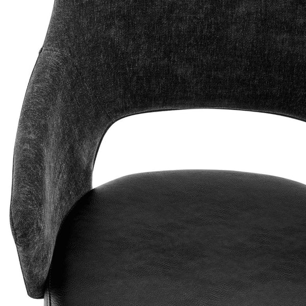 EuroStyle Darcie Two-Tone Upholstered Swivel Office Chair with Leatherette Seat and Steel Base Black 30395-BLK