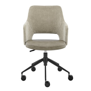 EuroStyle Darcie Two-Tone Upholstered Swivel Office Chair with Leatherette Seat and Steel Base Light Taupe/Gray 30395-LTTPE