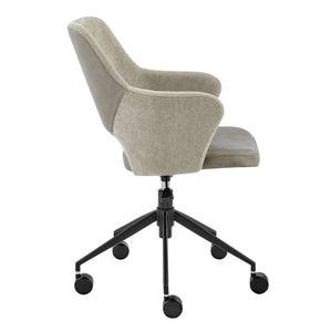 EuroStyle Darcie Two-Tone Upholstered Swivel Office Chair with Leatherette Seat and Steel Base Light Taupe/Gray 30395-LTTPE