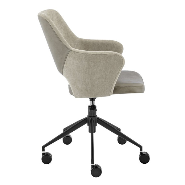 EuroStyle Darcie Two-Tone Upholstered Swivel Office Chair with Leatherette Seat and Steel Base Light Taupe/Gray 30395-LTTPE