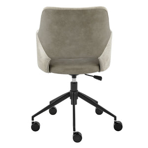 EuroStyle Darcie Two-Tone Upholstered Swivel Office Chair with Leatherette Seat and Steel Base Light Taupe/Gray 30395-LTTPE