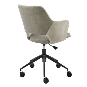 EuroStyle Darcie Two-Tone Upholstered Swivel Office Chair with Leatherette Seat and Steel Base Light Taupe/Gray 30395-LTTPE