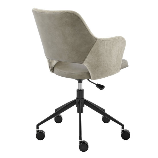 EuroStyle Darcie Two-Tone Upholstered Swivel Office Chair with Leatherette Seat and Steel Base Light Taupe/Gray 30395-LTTPE