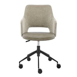 EuroStyle Darcie Two-Tone Upholstered Swivel Office Chair with Leatherette Seat and Steel Base Light Taupe/Gray 30395-LTTPE