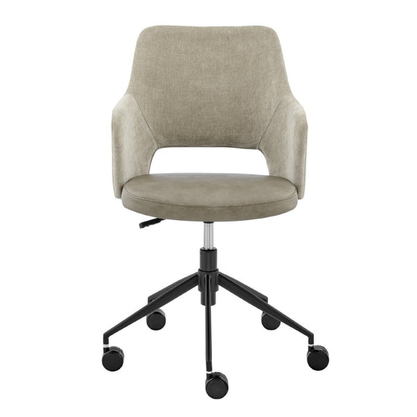 EuroStyle Darcie Two-Tone Upholstered Swivel Office Chair with Leatherette Seat and Steel Base Light Taupe/Gray 30395-LTTPE
