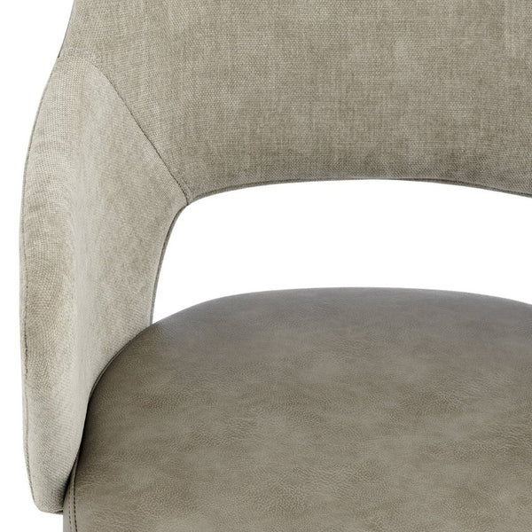 EuroStyle Darcie Two-Tone Upholstered Swivel Office Chair with Leatherette Seat and Steel Base Light Taupe/Gray 30395-LTTPE