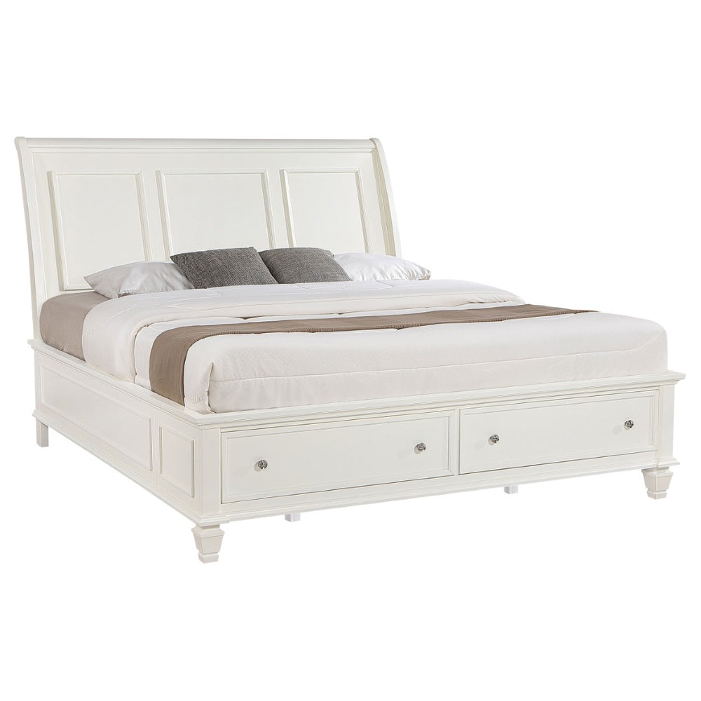 English Elm Pierce Eastern King Platform Bed with Led Headboard and Italian Gloss Finish B062S01803
