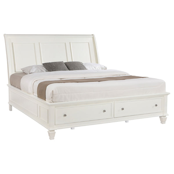 English Elm Pierce Eastern King Platform Bed with Led Headboard and Italian Gloss Finish B062S01803