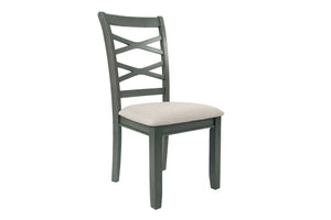 English Elm 6 6-Pcs Dining Set Rustic Gray Rectangular Table with Bench & 4 Padded Ladder-Back Chairs for Cozy Meals B089S00178