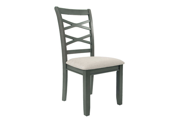 English Elm 6 6-Pcs Dining Set Rustic Gray Rectangular Table with Bench & 4 Padded Ladder-Back Chairs for Cozy Meals B089S00178