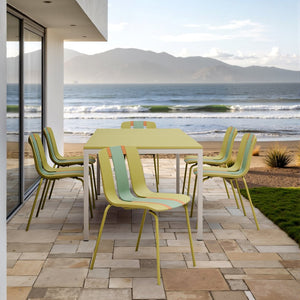 English Elm Holiday Stackable Polypropylene Side Chair Set of Four for Indoor Outdoor Dining Grain Yellow,Haze Green,Tropical Orange W3450P447384