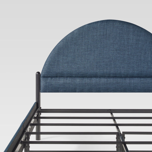 Queen Metal and Upholstered Bed with Arched Headboard Blue GASB5CBU Walker Edison