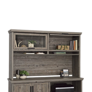 English Elm Hutch, Stylish Brown Finish With Glass Doors - Perfect For Organized Home Office Storage Solutions B356P367799