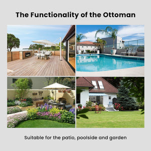 English Elm Outdoor Handwoven Pe Wicker Ottoman Set Patio Footrests with Weather Resistant Frame T3773P418190