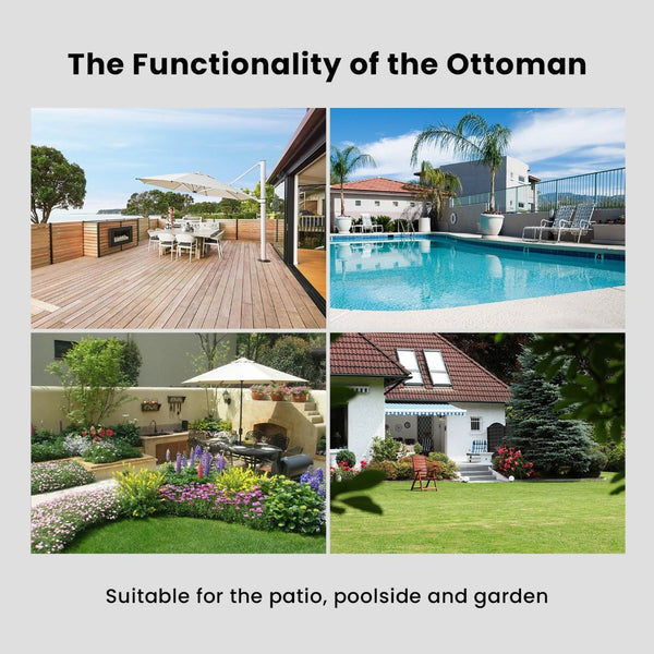 English Elm Outdoor Handwoven Pe Wicker Ottoman Set Patio Footrests with Weather Resistant Frame T3773P418190
