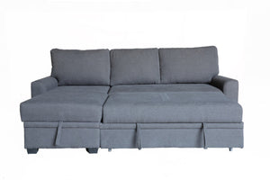 English Elm Nicolo Flannel Upholstered Sleeper Sectional with Storage Chaise for Living Rooms Gray B2749S00239