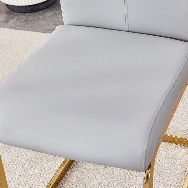 English Elm Table 9-Piece Luxurious Dining Set With Golden Legs, Stunning Pandora Glass Top & 8 Gray Pu Chairs W1151S03238-GIGA