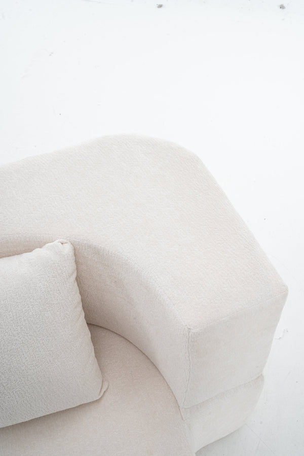 English Elm 3 Seater Convertible Sofa Bed with Chenille Upholstery and High-Density Sponge for Superior Comfort and Support Ivory T3903P379836